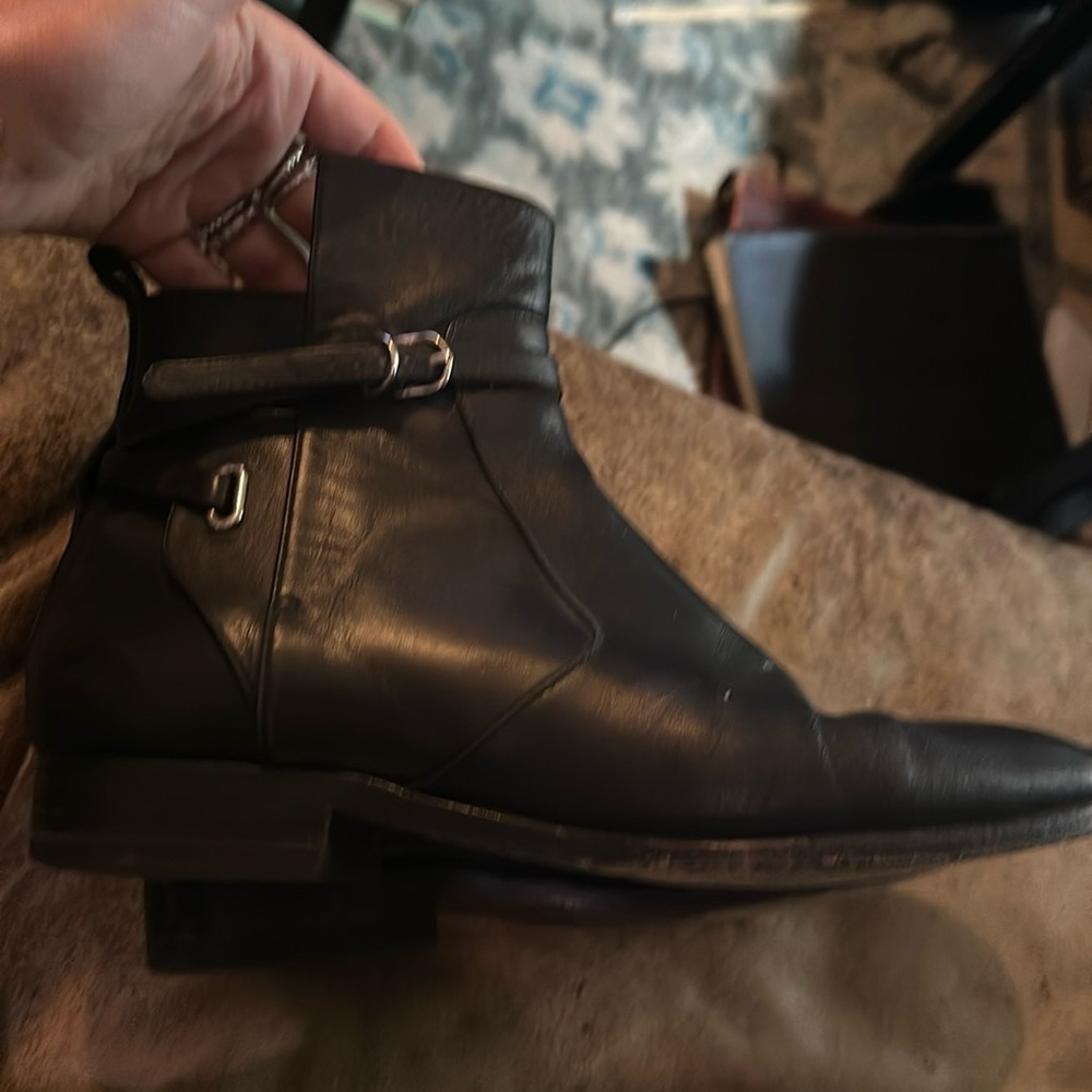 BALENCIAGA PARIS Y2K Vintage Black & Tobacco Leather Ankle Boots 38.5 Italy HTF!
